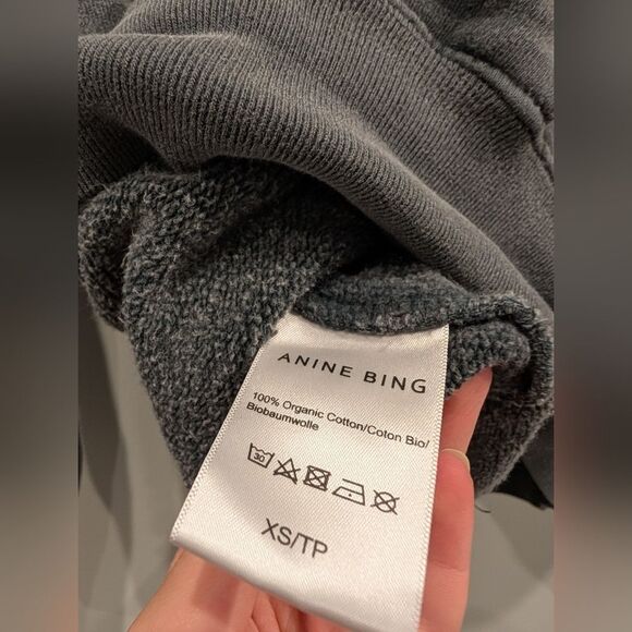 Anine Bing Charcoal Los Angeles Crewneck Ramona Sweatshirt Washed Black Size XS - Picture 6 of 6